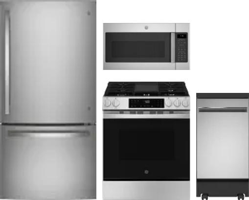 4 Piece Package Includes Refrigerator, Range, Microwave And Dishwasher