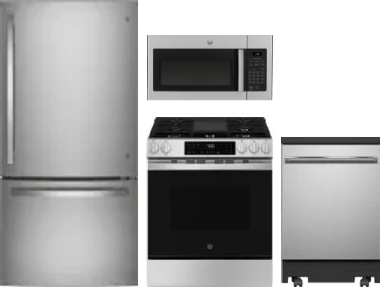 4 Piece Package Includes Refrigerator, Range, Microwave And Dishwasher