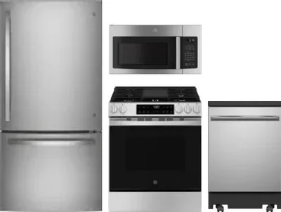 4 Piece Package Includes Refrigerator, Range, Microwave And Dishwasher