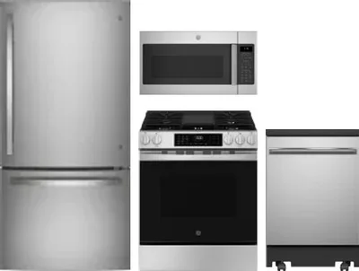 4 Piece Package Includes Refrigerator, Range, Microwave And Dishwasher