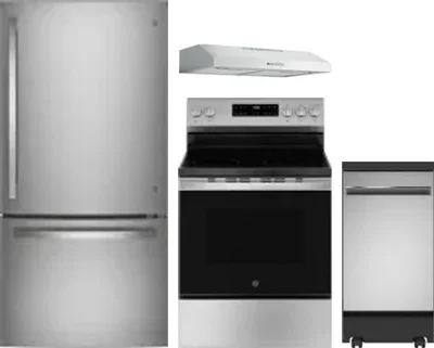 4 Piece Package Includes Refrigerator, Range, Hood And Dishwasher