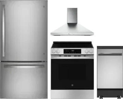 4 Piece Package Includes Refrigerator, Range, Hood And Dishwasher