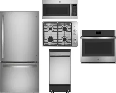 5 Piece Package Includes Refrigerator, Cooktop, Wall Oven, Microwave And Dishwasher