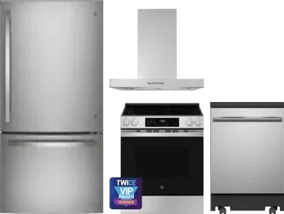 4 Piece Package Includes Refrigerator, Range, Hood And Dishwasher