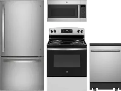 4 Piece Package Includes Refrigerator, Range, Microwave And Dishwasher