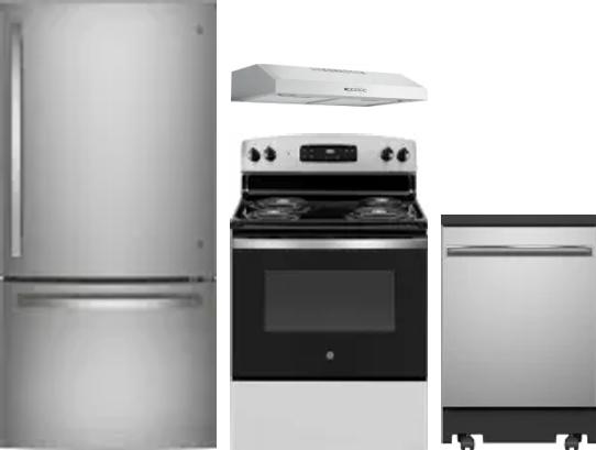 4 Piece Package Includes Refrigerator, Range, Hood And Dishwasher