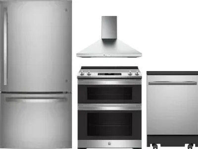 4 Piece Package Includes Refrigerator, Range, Hood And Dishwasher