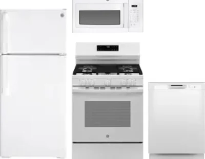 4 Piece Package Includes Refrigerator, Range, Microwave And Dishwasher