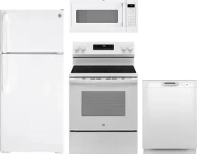 4 Piece Package Includes Refrigerator, Range, Microwave And Dishwasher