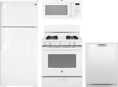 4 Piece Package Includes Refrigerator, Range, Microwave And Dishwasher