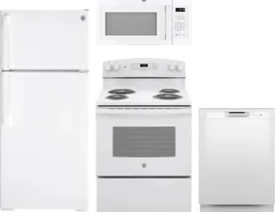 4 Piece Package Includes Refrigerator, Range, Microwave And Dishwasher