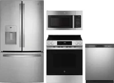 4 Piece Package Includes Refrigerator, Range, Microwave And Dishwasher