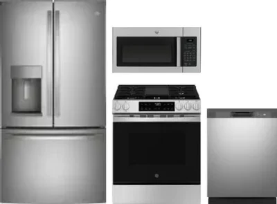 4 Piece Package Includes Refrigerator, Range, Microwave And Dishwasher