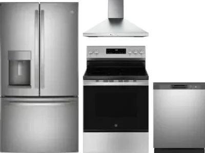 4 Piece Package Includes Refrigerator, Range, Hood And Dishwasher