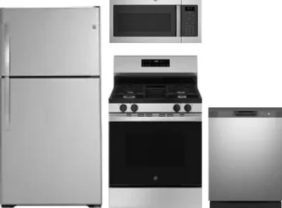 4 Piece Package Includes Refrigerator, Range, Microwave And Dishwasher