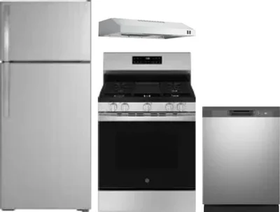 4 Piece Package Includes Refrigerator, Range, Hood And Dishwasher