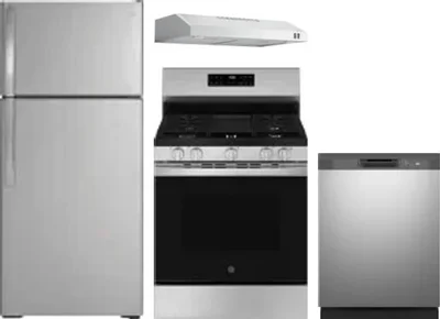4 Piece Package Includes Refrigerator, Range, Hood And Dishwasher