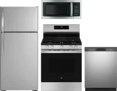 4 Piece Package Includes Refrigerator, Range, Microwave And Dishwasher