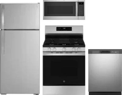 4 Piece Package Includes Refrigerator, Range, Microwave And Dishwasher