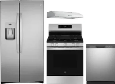 4 Piece Package Includes Refrigerator, Range, Hood And Dishwasher