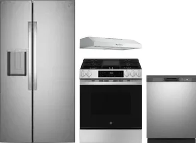 4 Piece Package Includes Refrigerator, Range, Hood And Dishwasher