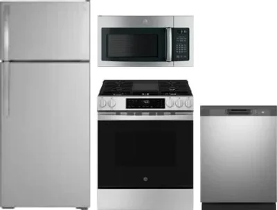 4 Piece Package Includes Refrigerator, Range, Microwave And Dishwasher