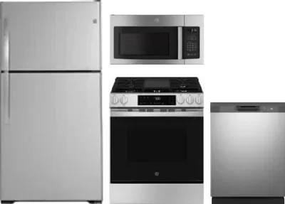 4 Piece Package Includes Refrigerator, Range, Microwave And Dishwasher
