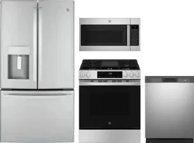 4 Piece Package Includes Refrigerator, Range, Microwave And Dishwasher