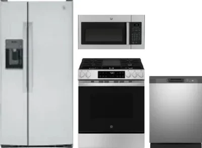 4 Piece Package Includes Refrigerator, Range, Microwave And Dishwasher