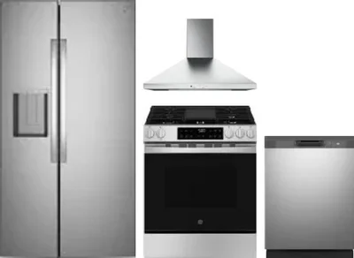 4 Piece Package Includes Refrigerator, Range, Hood And Dishwasher