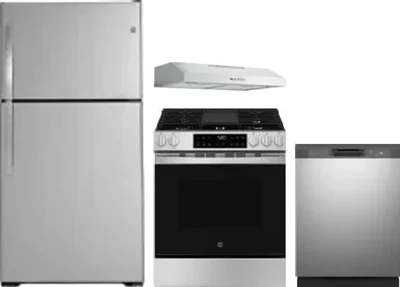 4 Piece Package Includes Refrigerator, Range, Hood And Dishwasher