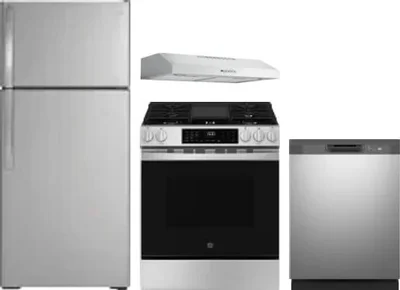 4 Piece Package Includes Refrigerator, Range, Hood And Dishwasher