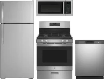 4 Piece Package Includes Refrigerator, Range, Microwave And Dishwasher