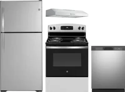 4 Piece Package Includes Refrigerator, Range, Hood And Dishwasher