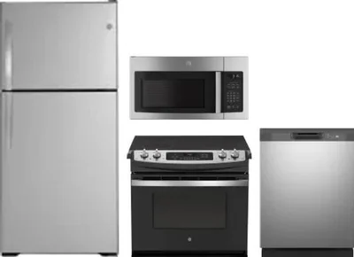 4 Piece Package Includes Refrigerator, Range, Microwave And Dishwasher