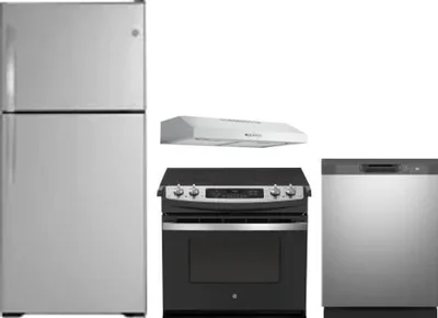 4 Piece Package Includes Refrigerator, Range, Hood And Dishwasher