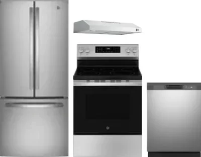 4 Piece Package Includes Refrigerator, Range, Hood And Dishwasher