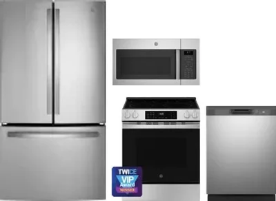 4 Piece Package Includes Refrigerator, Range, Microwave And Dishwasher