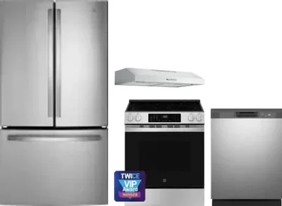 4 Piece Package Includes Refrigerator, Range, Hood And Dishwasher