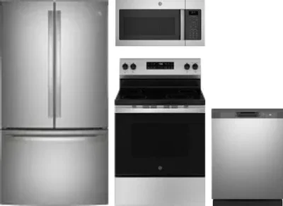 4 Piece Package Includes Refrigerator, Range, Microwave And Dishwasher