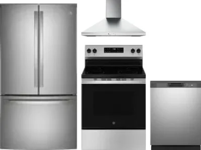 4 Piece Package Includes Refrigerator, Range, Hood And Dishwasher
