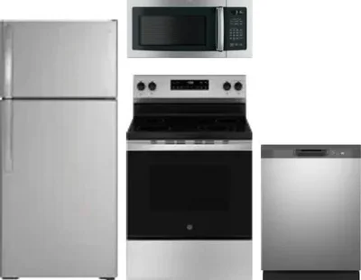 4 Piece Package Includes Refrigerator, Range, Microwave And Dishwasher