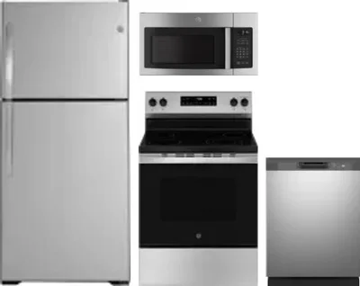 4 Piece Package Includes Refrigerator, Range, Microwave And Dishwasher