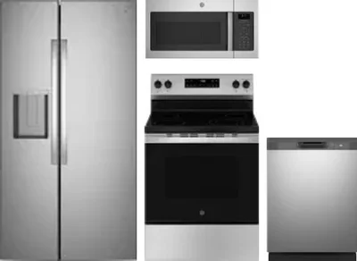 4 Piece Package Includes Refrigerator, Range, Microwave And Dishwasher