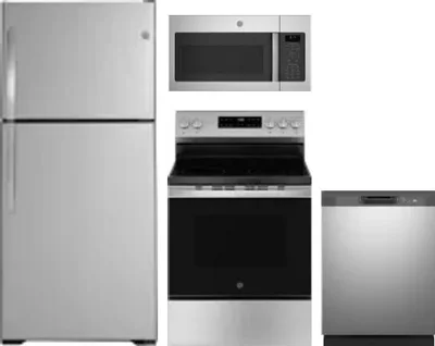 4 Piece Package Includes Refrigerator, Range, Microwave And Dishwasher