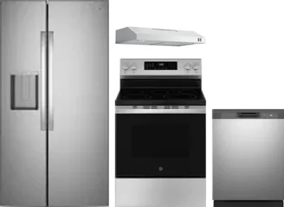 4 Piece Package Includes Refrigerator, Range, Hood And Dishwasher