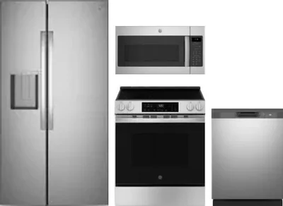 4 Piece Package Includes Refrigerator, Range, Microwave And Dishwasher