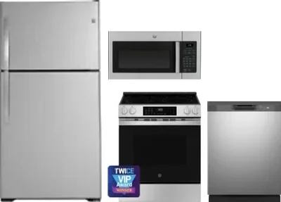 4 Piece Package Includes Refrigerator, Range, Microwave And Dishwasher