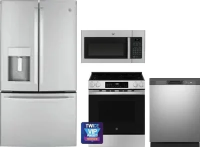 4 Piece Package Includes Refrigerator, Range, Microwave And Dishwasher
