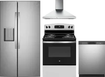 4 Piece Package Includes Refrigerator, Range, Hood And Dishwasher